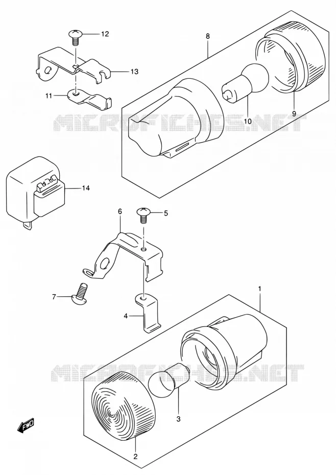 CLIGNOTANTS (MODEL K2/K3/K4/K5 E06) Suzuki MOTO 200 DR 2004  DR200SE K4 (E06,E24)