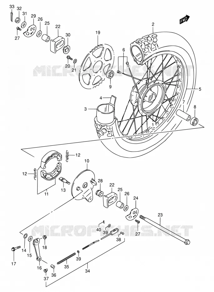 ROUE ARRIERE Suzuki MOTO 200 DR 2005  DR200SE K5 (E03,E28,E33)