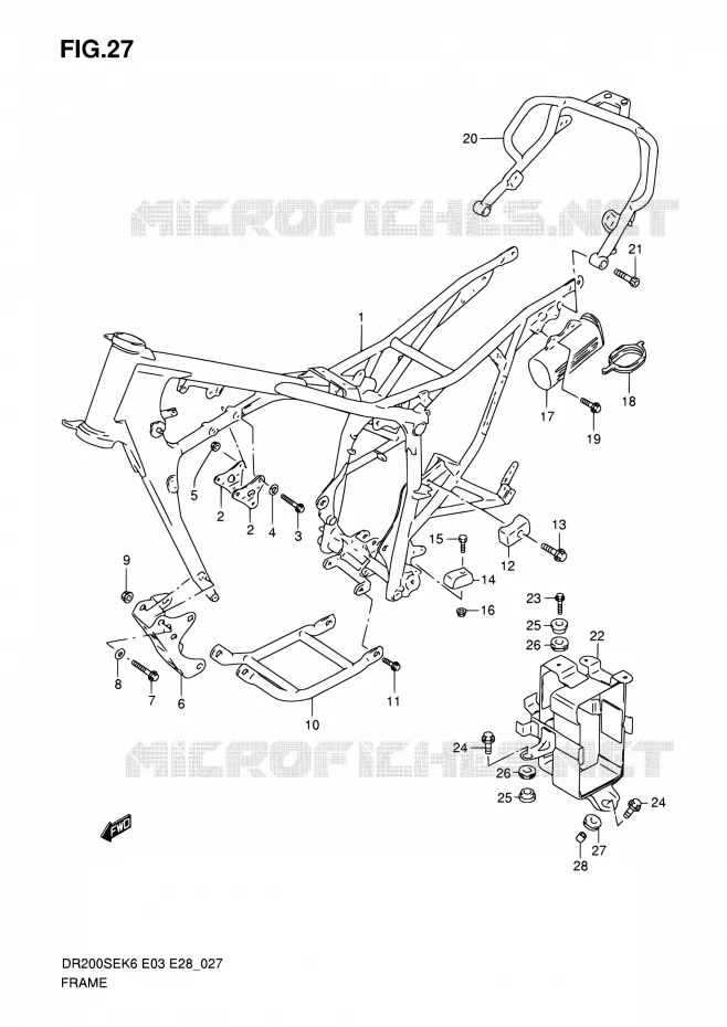CADRE Suzuki MOTO 200 DR 2006  DR200SE K6 (E03,E28,E33)
