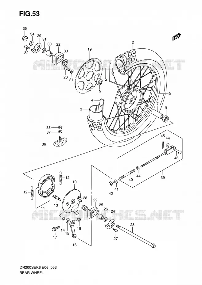 ROUE ARRIERE Suzuki MOTO 200 DR 2006  DR200SE K6 (E06,E24)