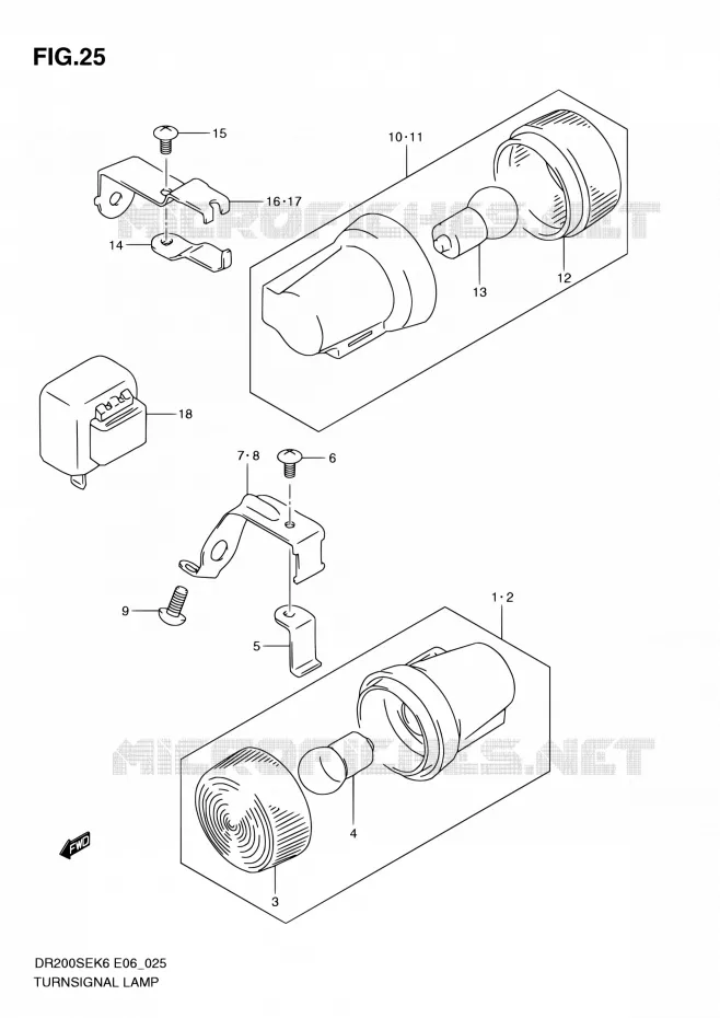 CLIGNOTANTS (E06) Suzuki MOTO 200 DR 2007  DR200SE K7 (E06,E24)