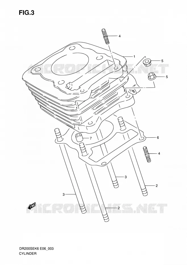 CYLINDRE Suzuki MOTO 200 DR 2007  DR200SE K7 (E06,E24)
