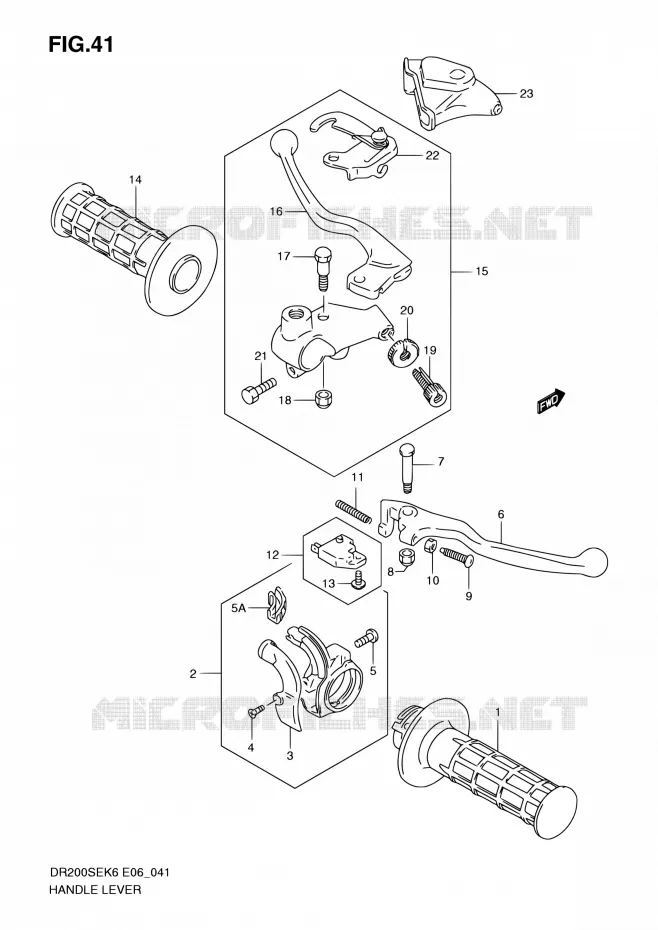 ENSEMBLE LEVIERS - POIGNEES (MODEL K6/K7/K8/K9 E24) Suzuki MOTO 200 DR 2009  DR200SE K9 (E06,E24)