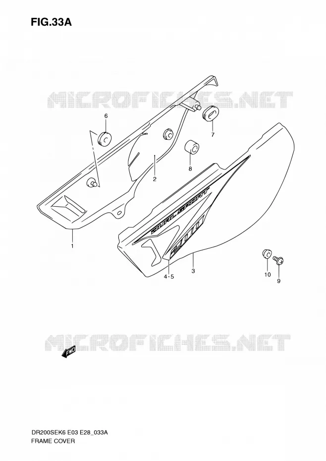CARENAGES ARRIERE (MODEL K9/L0) Suzuki MOTO 200 DR 2010  DR200SE L0 (E03,E28,E33)