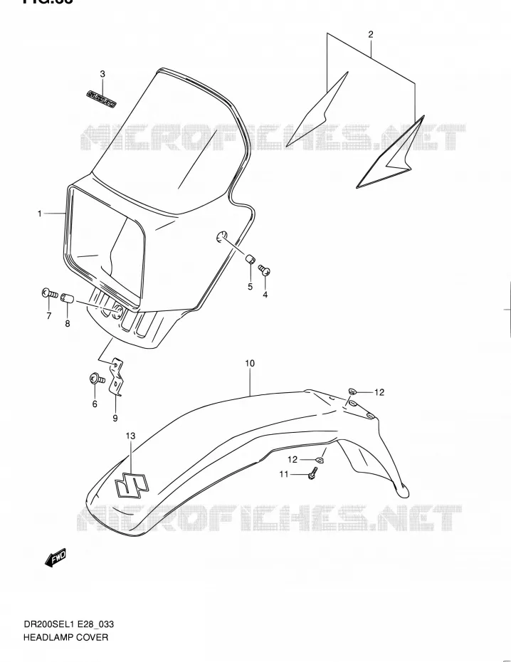 SUPPORT - CARENAGES DE PHARE Suzuki MOTO 200 DR 2011  DR200SE L1 (E03,E28,E33)