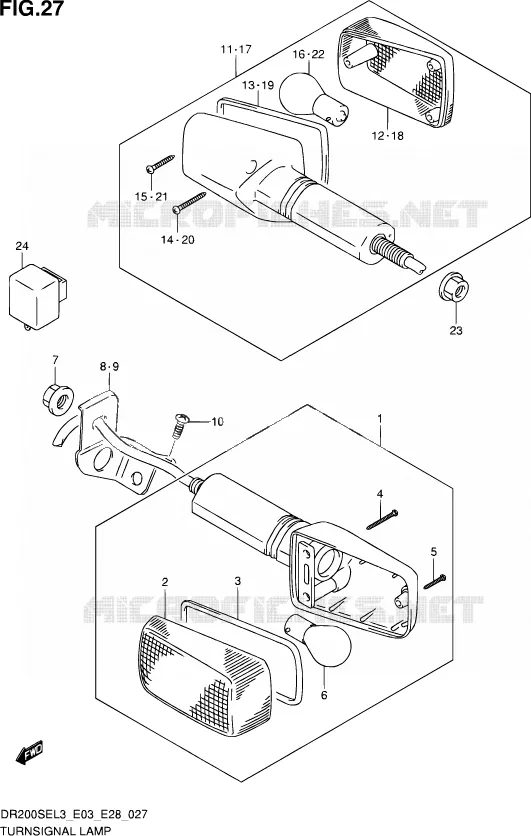 CLIGNOTANTS Suzuki MOTO 200 DR 2013  DR200SE L3 (E03,E28,E33)