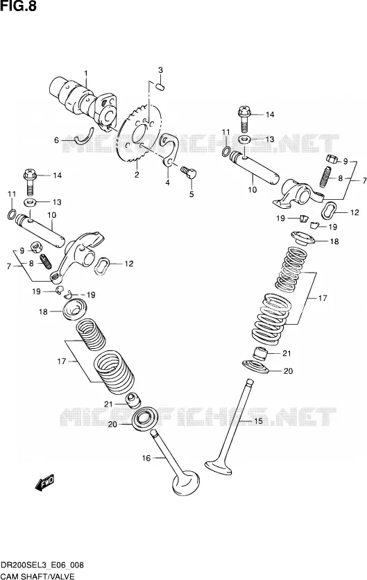 ARBRE A CAMES - VALVE Suzuki MOTO 200 DR 2013  DR200SE L3 (E06)