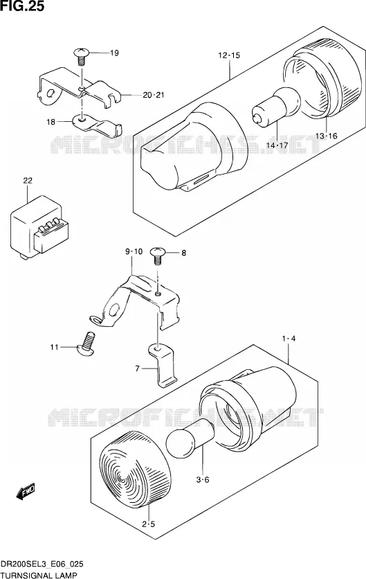 CLIGNOTANTS (DR200SEL3 E06) Suzuki MOTO 200 DR 2013  DR200SE L3 (E24)