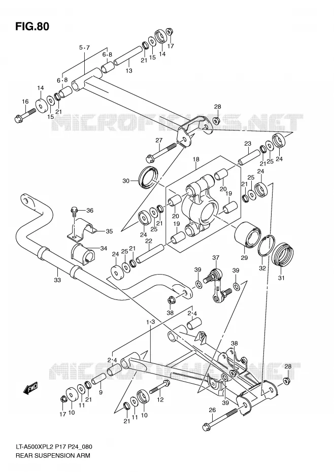 BRAS SUSPENSION ARRIERE Suzuki QUAD 500 KINGQUAD 2012  LT-A500XPL2(P17)