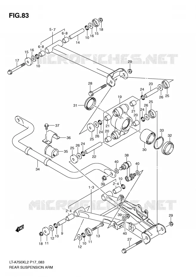 BRAS SUSPENSION ARRIERE Suzuki QUAD 750 KINGQUAD 2012  LT-A750XL2(P17)