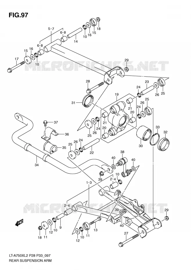 BRAS SUSPENSION ARRIERE Suzuki QUAD 750 KINGQUAD 2012  LT-A750XL2(P28)