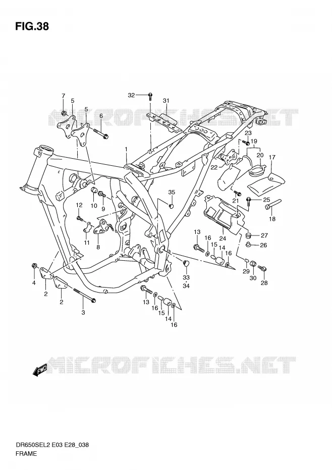 CADRE (DR650SEL2 E33) Suzuki MOTO 650 DR 2012  DR650SEL2(E03)