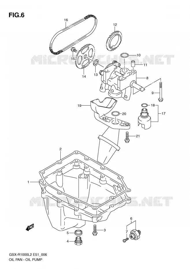 CARTER INFERIEUR - POMPE A HUILE Suzuki MOTO 1000 GSX-R 2012  GSX-R1000L2(E51)