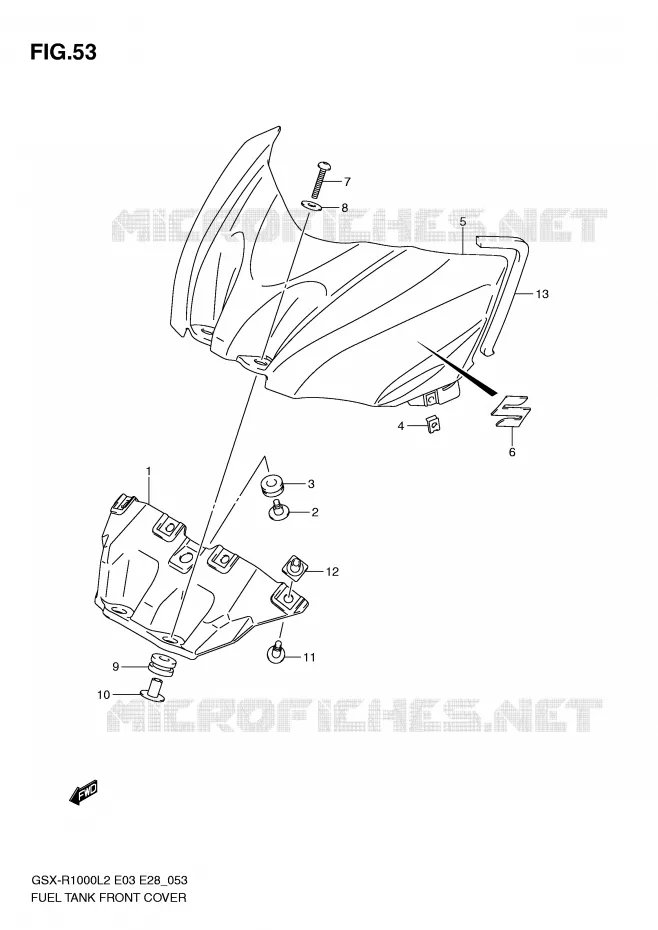 COUVRE RESERVOIR Suzuki MOTO 1000 GSX-R 2012  GSX-R1000L2(E03)