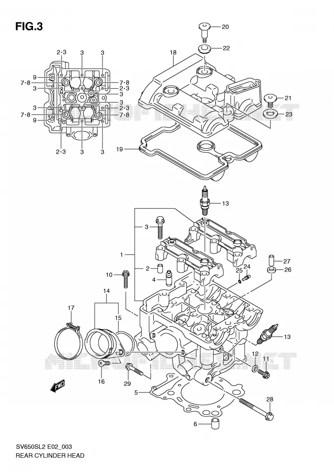 CULASSE ARRIERE Suzuki MOTO 650 SV 2012  SV650SAL2(E02)