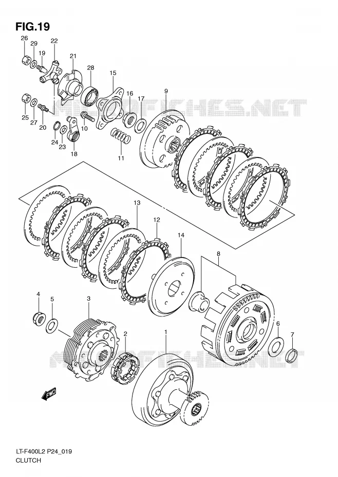 EMBRAYAGE Suzuki QUAD 400 KINGQUAD 2012  LT-F400L2(P24)