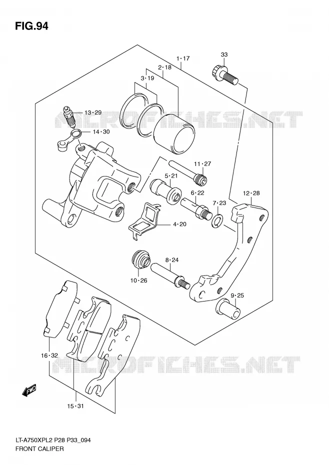 ETRIER DE FREIN AVANT Suzuki QUAD 750 KINGQUAD 2012  LT-A750XPZL2(P28)