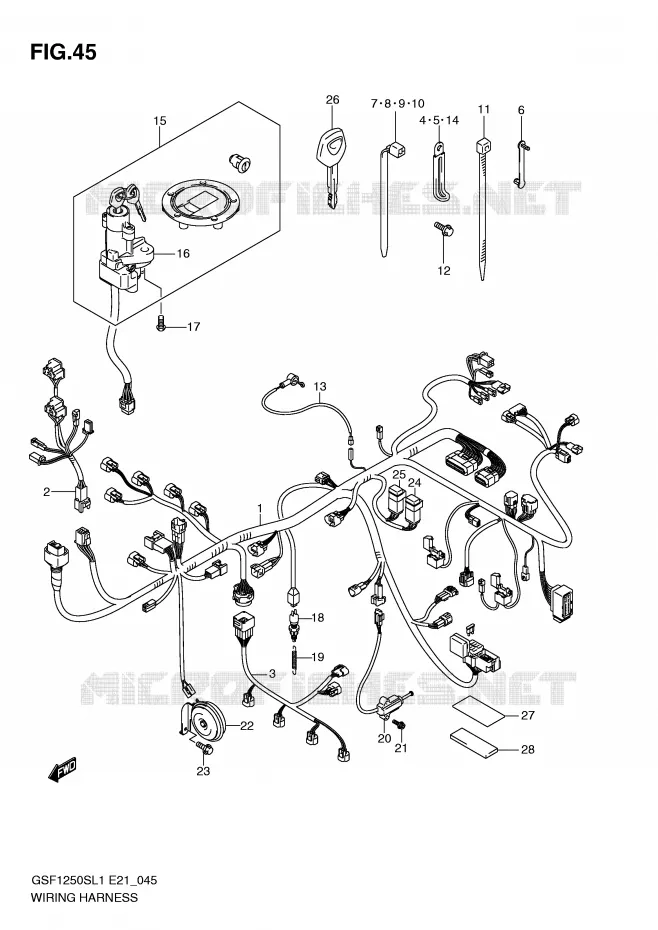 FAISCEAU ELECTRIQUE (GSF1250SAL1 E21) Suzuki MOTO 1250 BANDIT 2011  GSF1250SAL1(E21)
