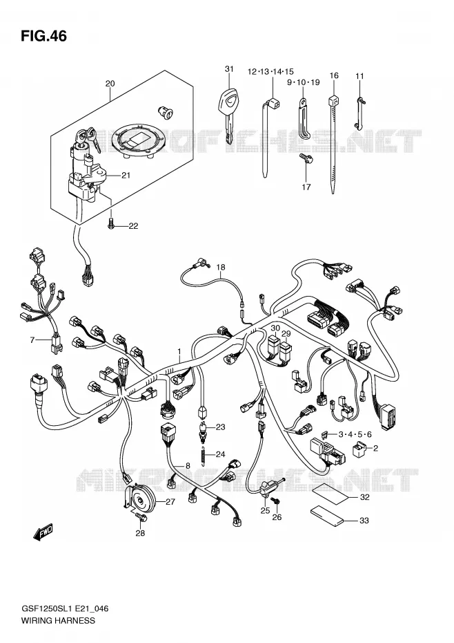 FAISCEAU ELECTRIQUE (GSF1250SAL1 E24) Suzuki MOTO 1250 BANDIT 2012  GSF1250SAL1(E21)
