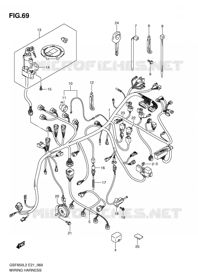 FAISCEAU ELECTRIQUE (GSF650AL2 E21) Suzuki MOTO 650 BANDIT 2012  GSF650UAL2(E21)