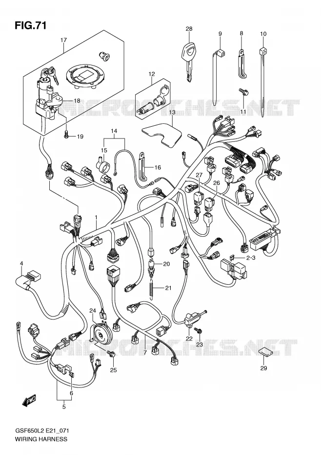 FAISCEAU ELECTRIQUE (GSF650SL2 E21) Suzuki MOTO 650 BANDIT 2012  GSF650SL2(E21)