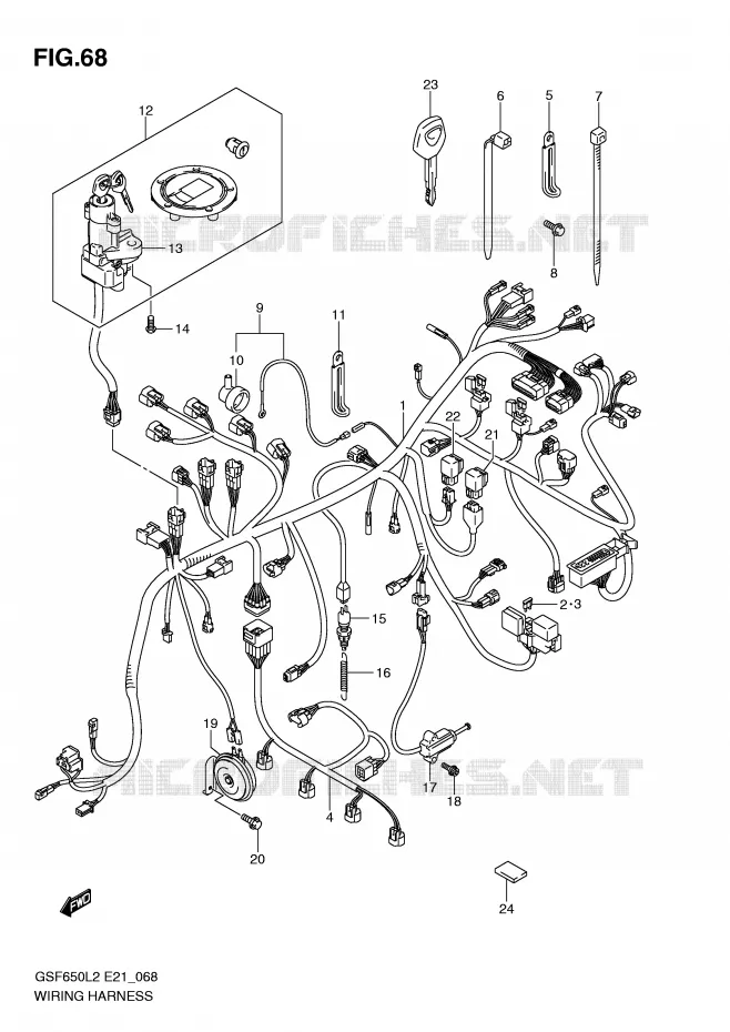 FAISCEAU ELECTRIQUE (GSF650UL2 E21) Suzuki MOTO 650 BANDIT 2012  GSF650AL2(E21)