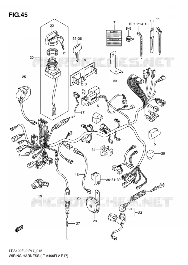 FAISCEAU ELECTRIQUE (LT-A400FL2 P17) Suzuki QUAD 400 KINGQUAD 2012  LT-A400FZL2(P17)