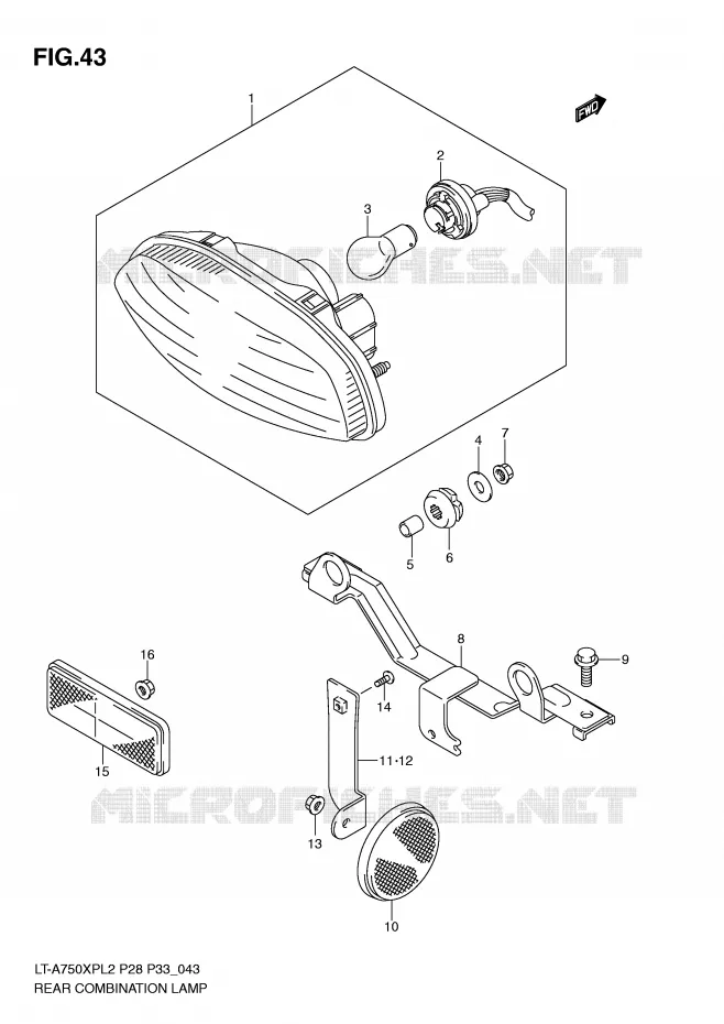 FEU ARRIERE (LT-A750XPL2 P28) Suzuki QUAD 750 KINGQUAD 2012  LT-A750XPL2(P28)