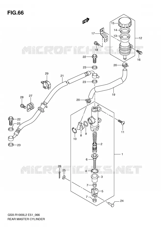 MAITRE CYLINDRE ARRIERE Suzuki MOTO 1000 GSX-R 2012  GSX-R1000L2(E51)