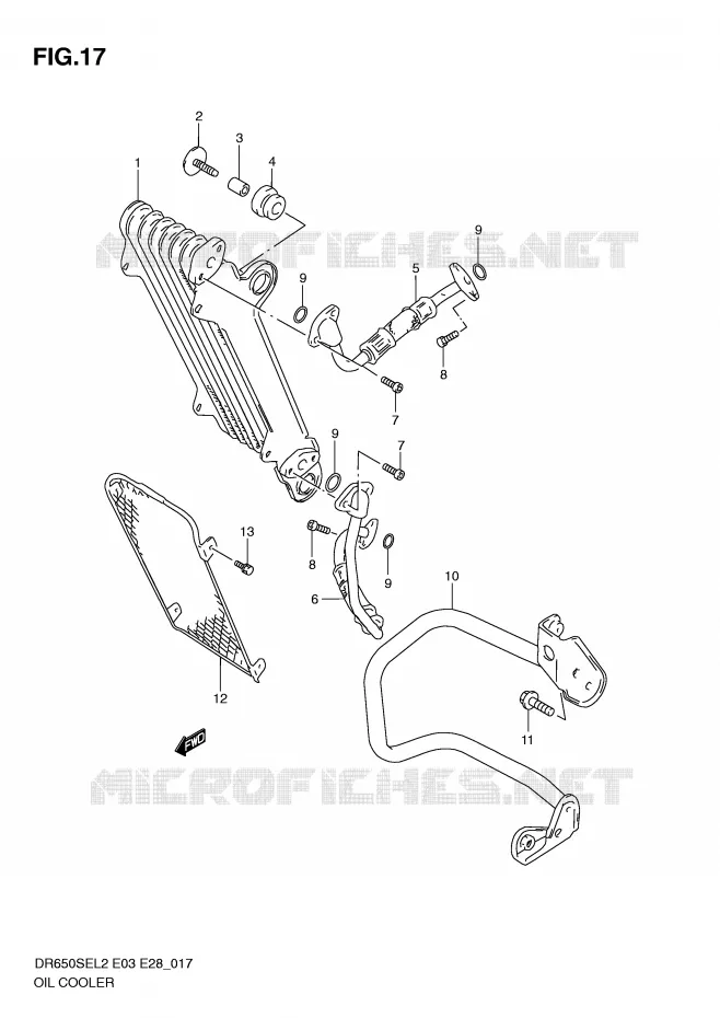 RADIATEUR D'HUILE Suzuki MOTO 650 DR 2012  DR650SEL2(E03)