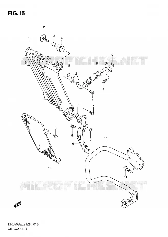 RADIATEUR D'HUILE Suzuki MOTO 650 DR 2012  DR650SEL2(E24)