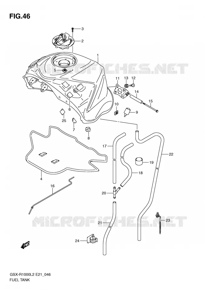 RESERVOIR D'ESSENCE (GSX-R1000L2 E24) Suzuki MOTO 1000 GSX-R 2012  GSX-R1000L2(E21)