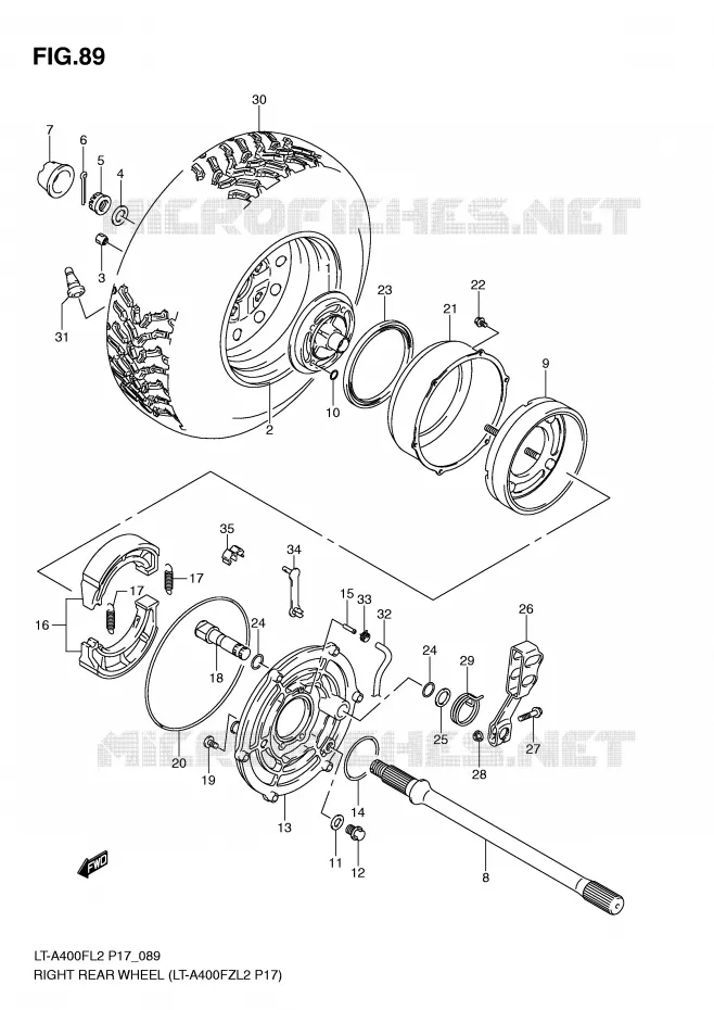 ROUE ARRIERE DROITE (LT-A400FZL2 P17) Suzuki QUAD 400 KINGQUAD 2012  LT-A400L2(P17)