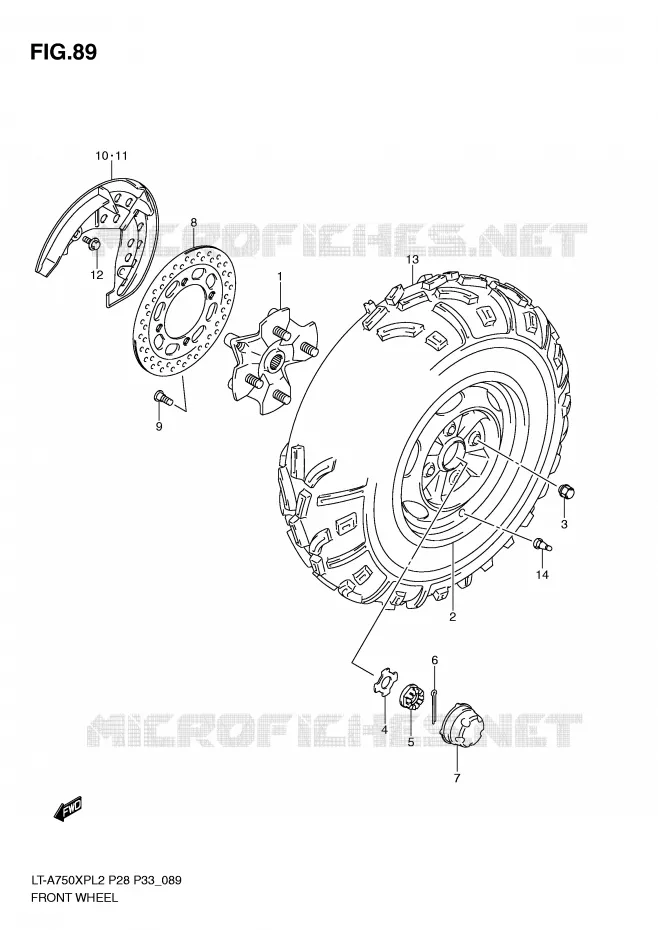 ROUE AVANT (LT-A750XPL2 P28) Suzuki QUAD 750 KINGQUAD 2012  LT-A750XPZL2(P28)