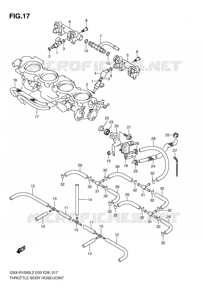 SYSTÈME D'INJECTION (GSX-R1000L2 E33) Suzuki MOTO 1000 GSX-R 2012  GSX-R1000L2(E03)