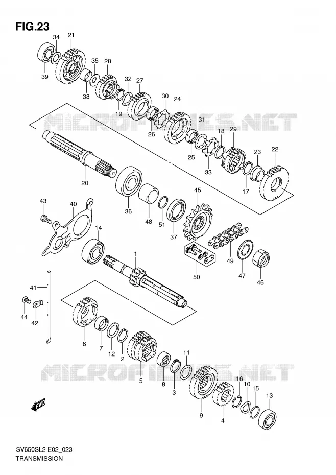 TRANSMISSION (SV650SL2 E2) Suzuki MOTO 650 SV 2012  SV650SL2(E02)