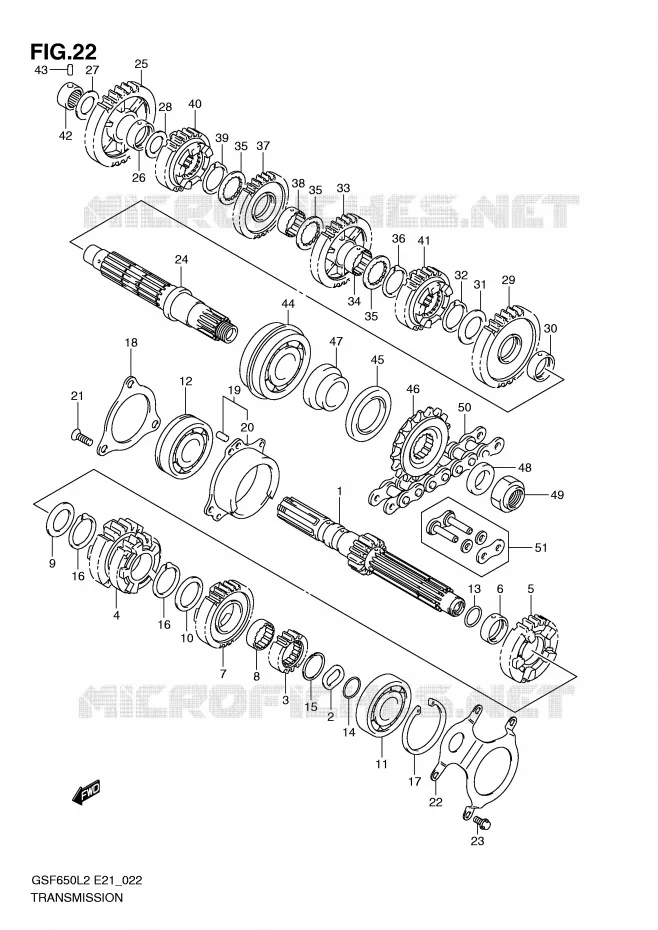TRANSMISSION Suzuki MOTO 650 BANDIT 2012  GSF650SUL2(E21)