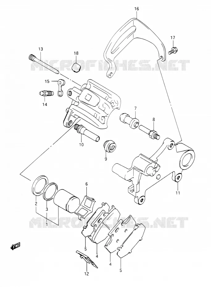 ETRIER DE FREIN ARRIERE (MODELE L/M) Suzuki MOTO 350 DR 1991  DR350 M (E03,E28,E33)
