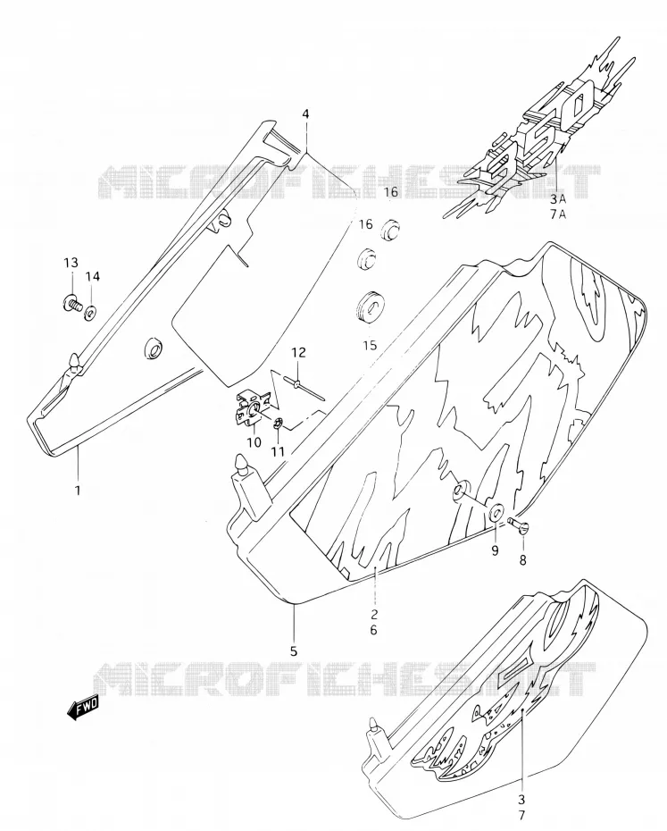CARENAGES ARRIERE  (MODELE N/P/R) Suzuki MOTO 350 DR 1992  DR350 N (E03,E28,E33)