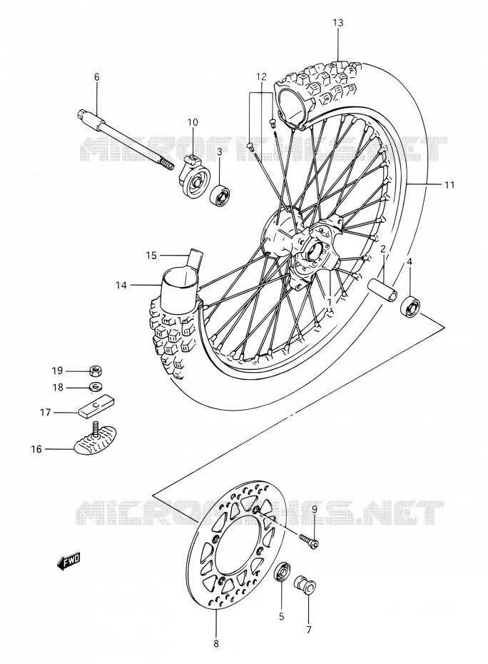 ROUE AVANT Suzuki MOTO 350 DR 1993  DR350 P (E03,E28,E33)