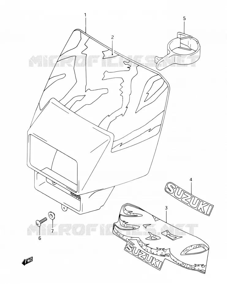 SUPPORT - CARENAGES DE PHARE (MODELE N/P/R) Suzuki MOTO 350 DR 1993  DR350 P (E03,E28,E33)