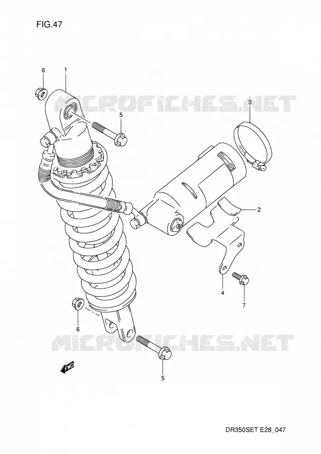 AMORTISSEUR ARRIERE Suzuki MOTO 350 DR 1991  DR350S M (E03,E28,E33)