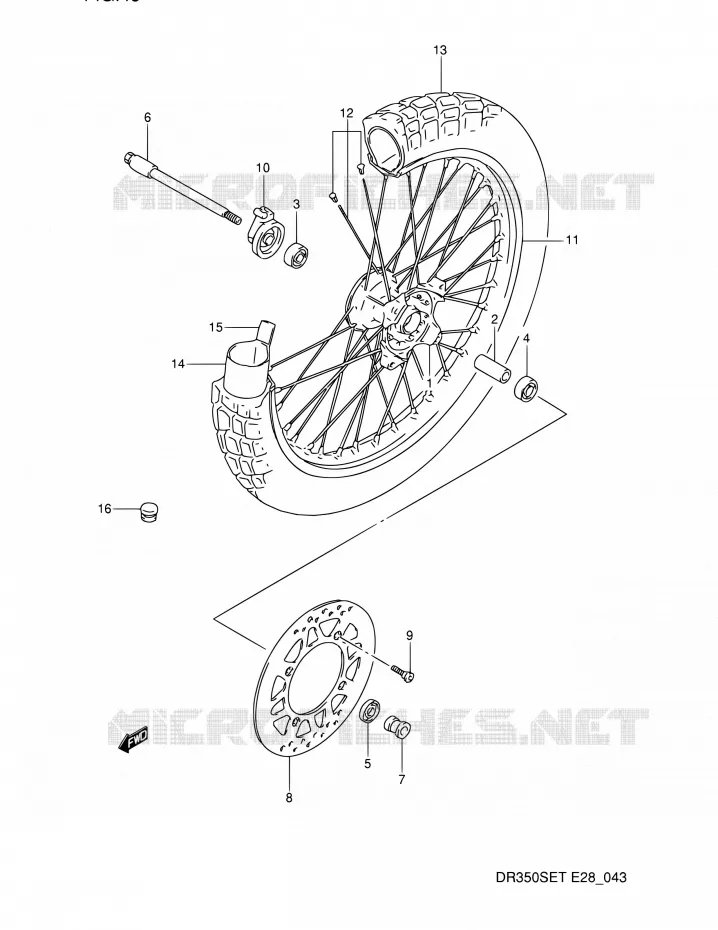 ROUE AVANT Suzuki MOTO 350 DR 1993  DR350S P (E03,E28,E33)