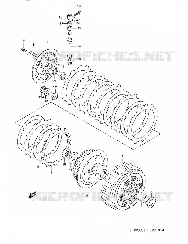 EMBRAYAGE Suzuki MOTO 350 DR 1994  DR350SE R (E03,E28,E33)