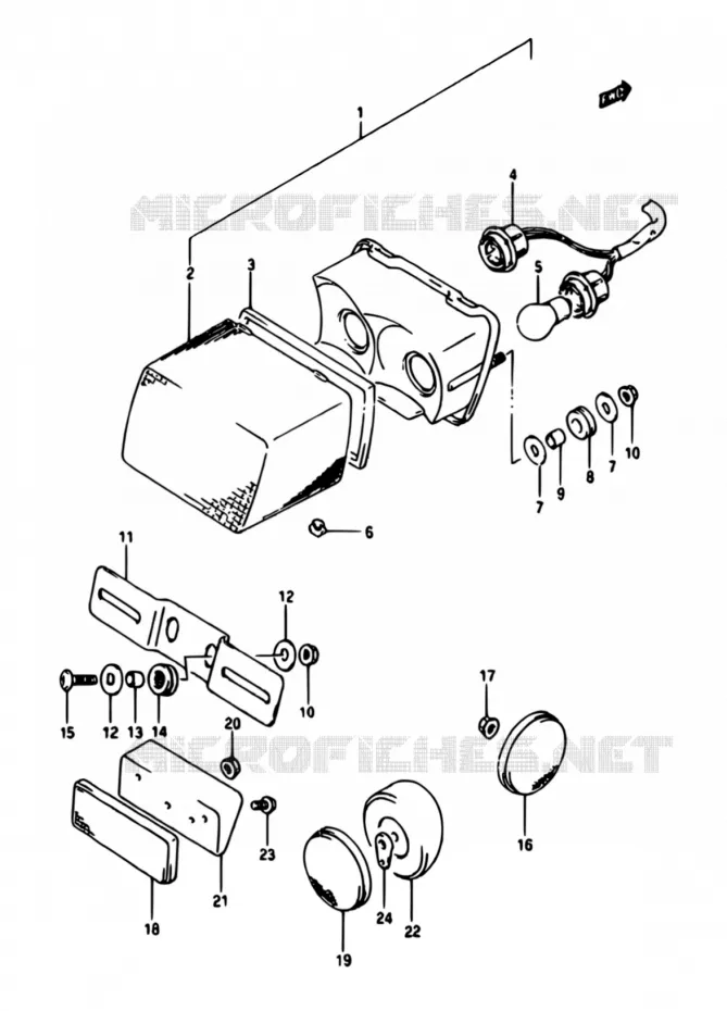 ENSEMBLE FEU ARRIERE Suzuki MOTO 650 DR 1990  DR650RS M/DR650RSU M