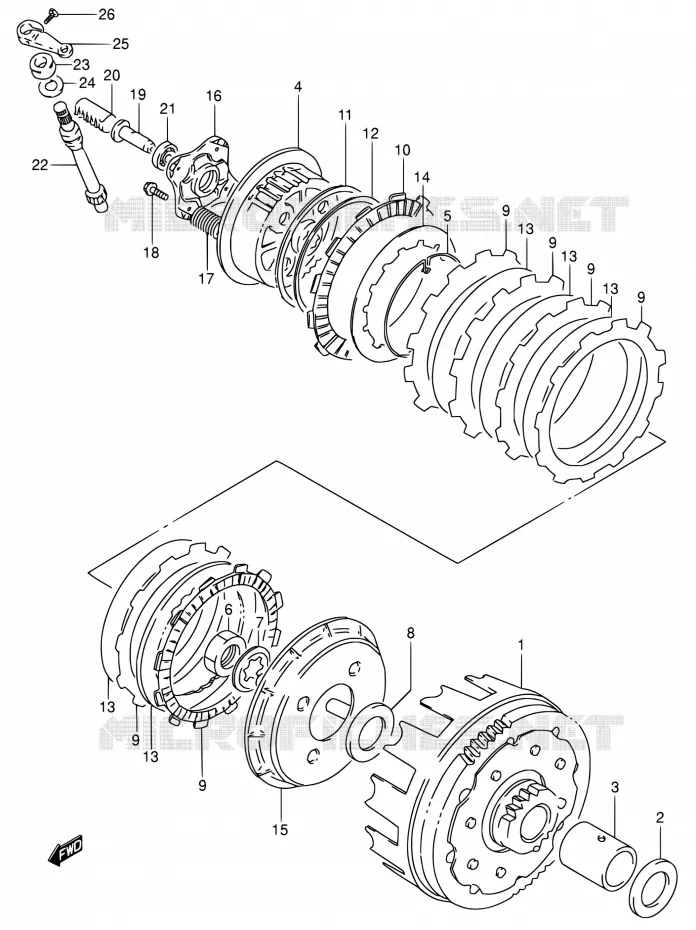 EMBRAYAGE (MODELE R/S/T) Suzuki MOTO 650 DR 1994  DR650RSE R/DR650RSEU R