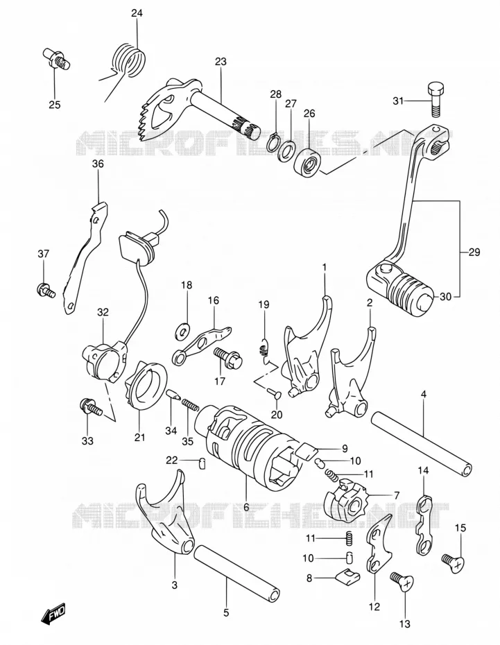 ENSEMBLE SELECTEUR DE VITESSES Suzuki MOTO 650 DR 1994  DR650RSE R/DR650RSEU R