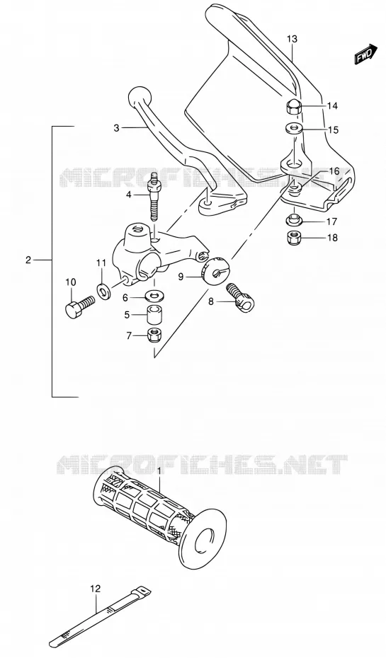 ENSEMBLE LEVIER - POIGNEE GAUCHE Suzuki MOTO 650 DR 1995  DR650RSE S/DR650RSEU S