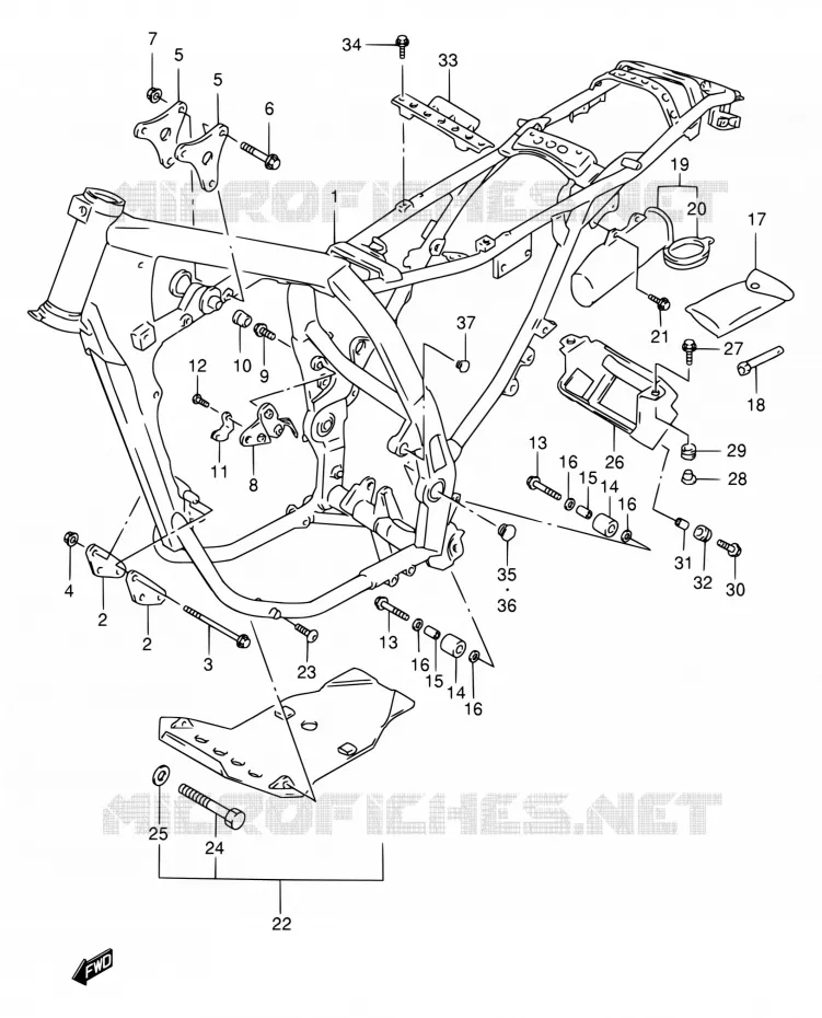 CADRE (MODELE T/V/W) Suzuki MOTO 650 DR 1996  DR650SET/DR650SEUT