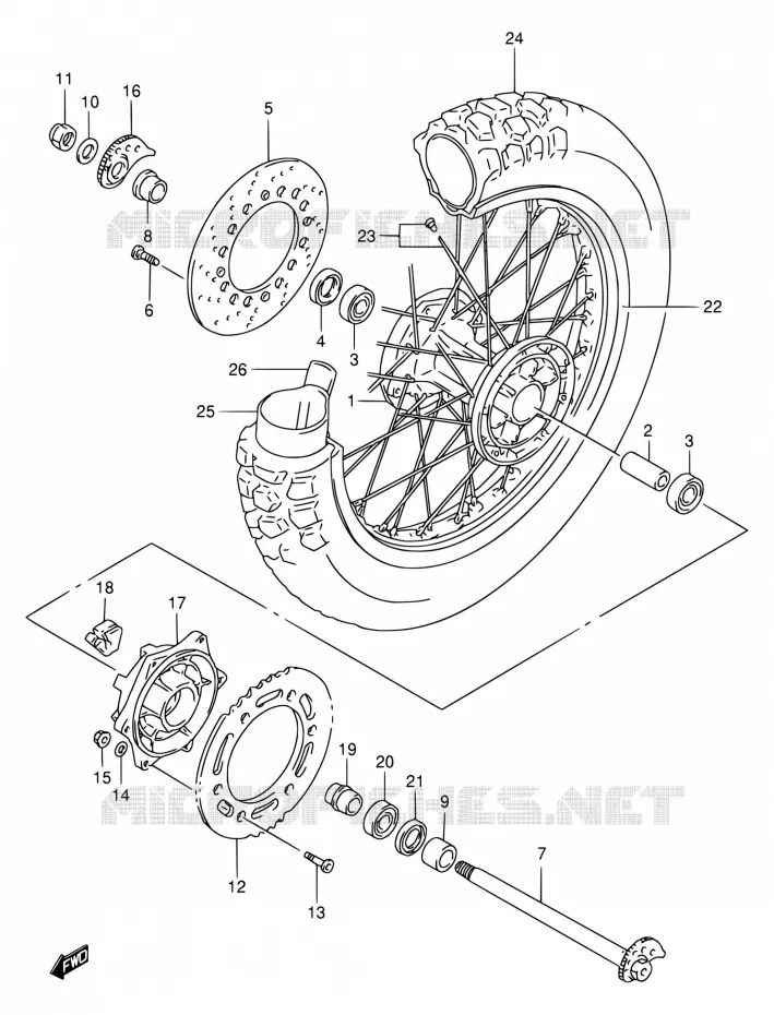 ROUE ARRIERE Suzuki MOTO 650 DR 1996  DR650SET/DR650SEUT